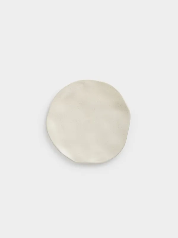 Тіскебасар тәрелкесі, 23 см, керамика, сүт түстес, Мыжылған әсер, Crumple creme, image-0
