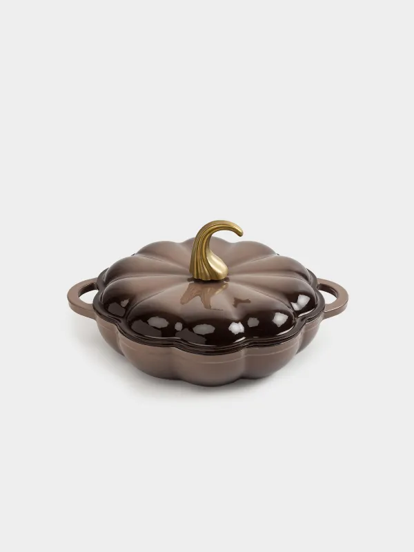 Сотейник, 26 см, 2,3 л, с крышкой, чугун, коричневый, Тыква, Gourd, image-1