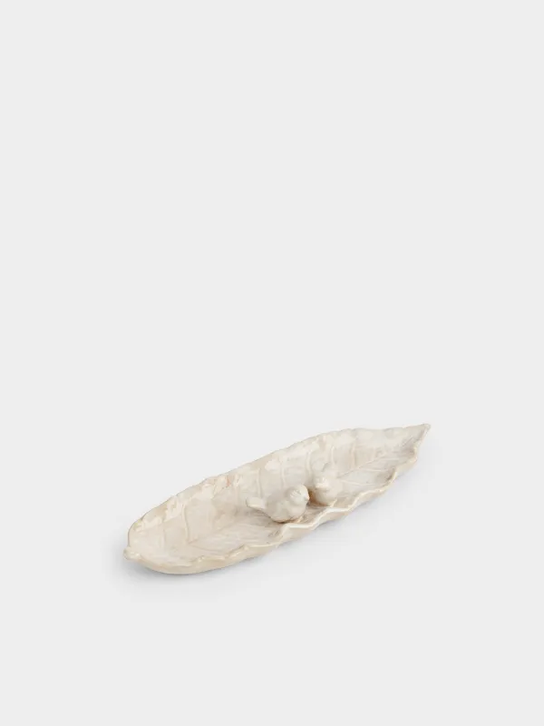 Сәндік ыдыс, 36х12x5 см, фарфор Р, сүт түстес, Құстар, Birds milk, image-0