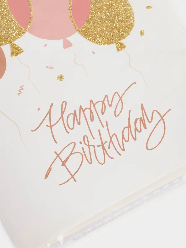 Сыйлық ашықхаты, музыкалық, 14х20 см, қағаз, ақ, шарлар, Birthday, image-5