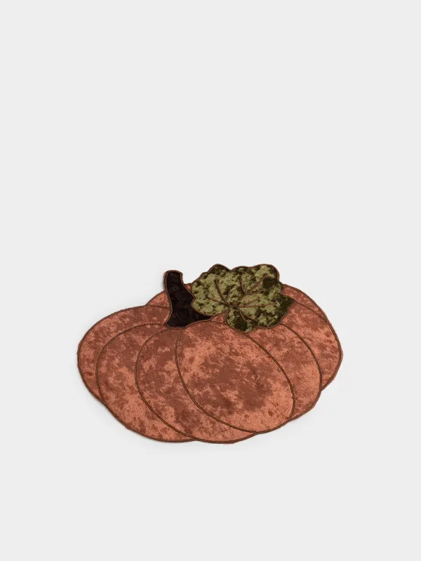 Салфетка под приборы, 37х38 см, бархат, фигурная, оранжевая, Тыква, Velvet form, image-2