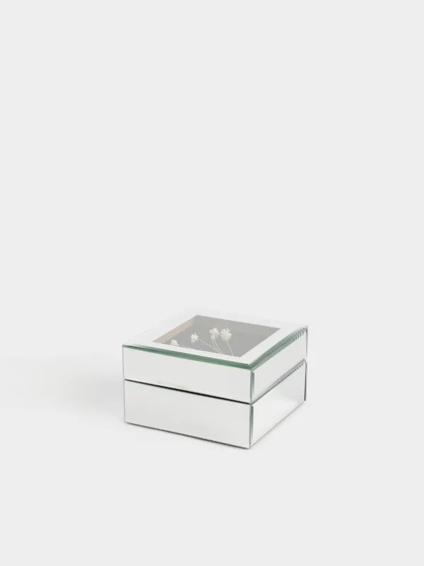 Зергерлік қобдиша, 12х8 см, шыны, айналы, Кептірілген гүлдер, Glossy, image-0