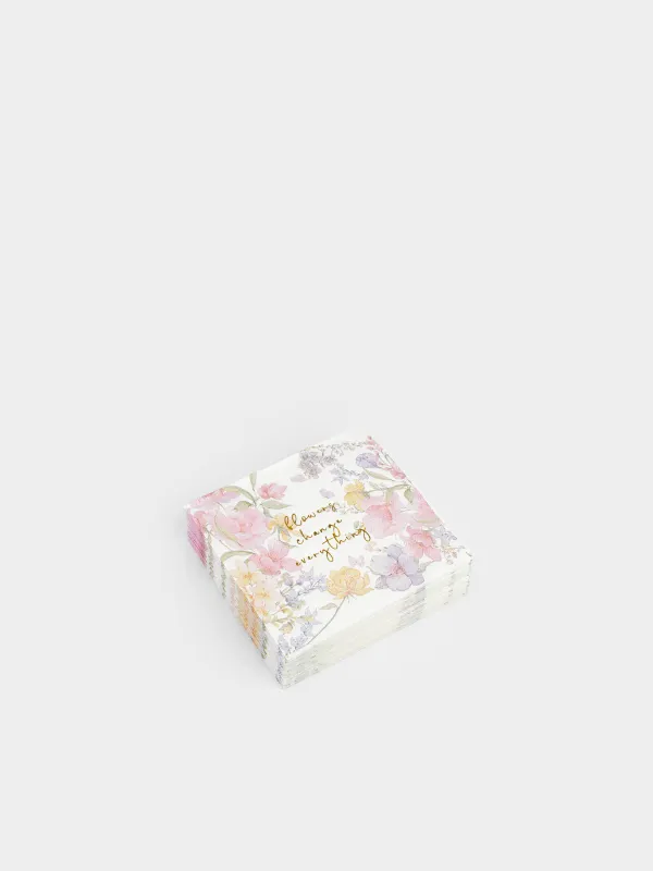 Салфетки бумажные, 21х21 см, 20 шт, Flowers, image-1