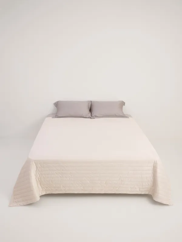 Көрпе, 220х240 см, көрпе, кордюр / микрофибра, бежевый, жолақтар, Stitch velvet, image-4