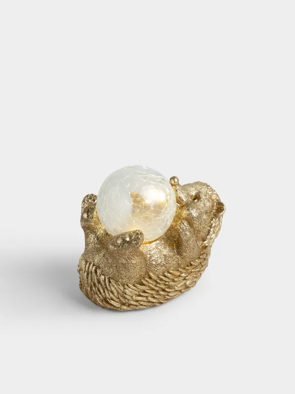 Статуэтка с подсветкой, 13 см, полирезин/стекло, золотистая, Еж, Hedgehog gold, image-0