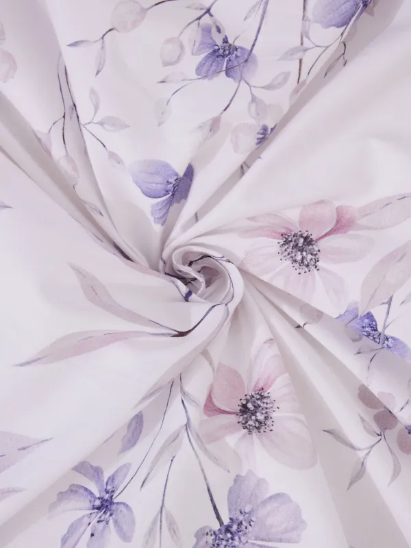 Постельное белье, евро, сатин, Лиловые цветы, Satin, image-2