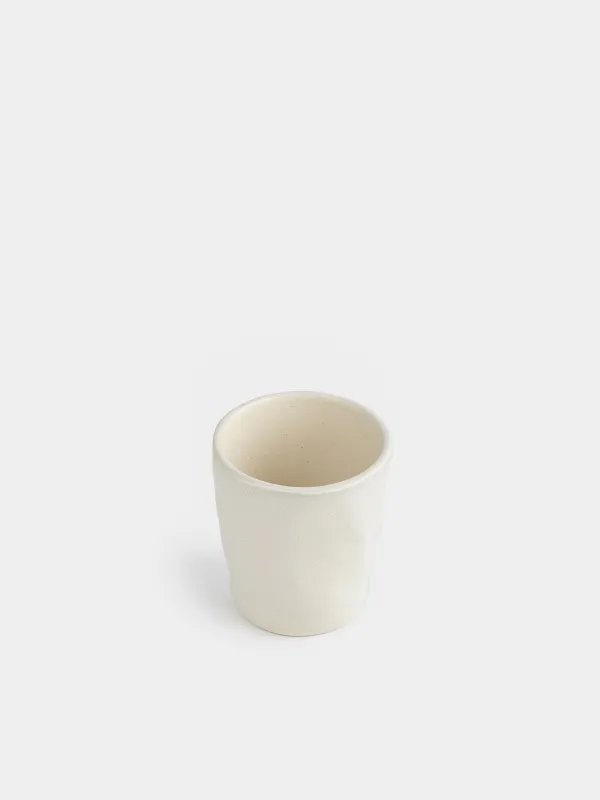 Стақан, 10 см, 300 мл, керамика, сүт түстес, Мыжылған әсер, Crumple creme, image-1