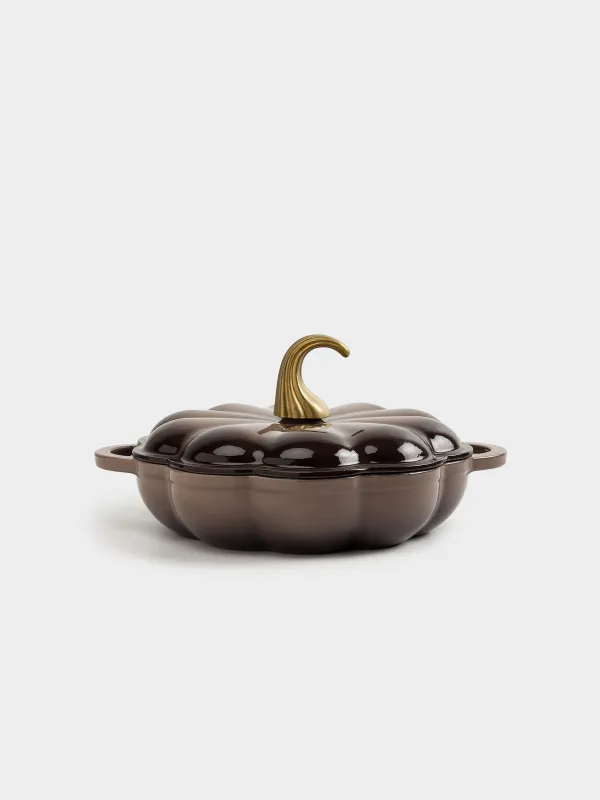 Сотейник, 26 см, 2,3 л, с крышкой, чугун, коричневый, Тыква, Gourd, image-0