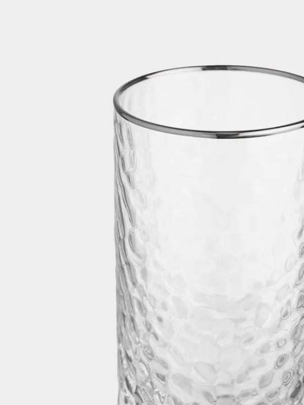 Стақан, 14 см, 300 мл, шыны, күміс жиегі бар, Ripply silver, image-2