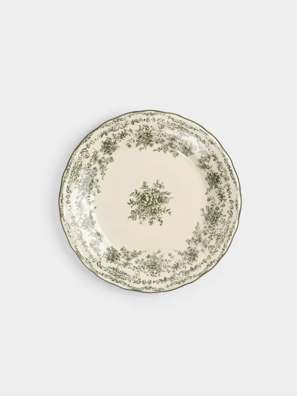 Түскі ас тәрелкесі, 28 см, фарфор Р, сүт түстес, Жасыл гүлдер, Green lace, image-0