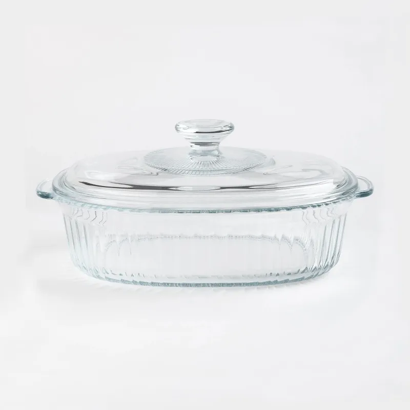 Форма для запекания, 27x19 см, 1,8 л, с крышкой, стекло Т, овальная, Cook ribbed