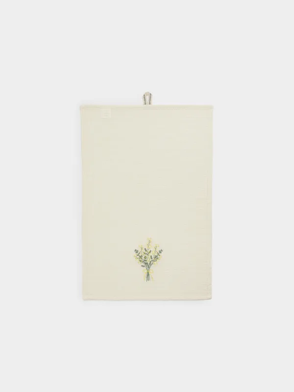 Асүйлік сүлгі, 40х60 см, мақта, сарғылт-қоңыр, Мимоза, Waffle flower, image-0