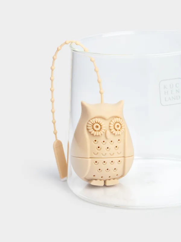 Сито для заваривания чая, 19 см, силикон, бежевое, Сова, Owl, image-4