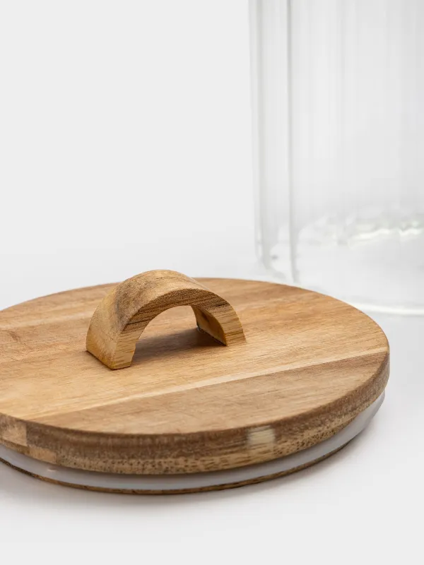 Сусымалы өнімдерге арналған құты, 1 л, шыны Б/ағаш, Camellia wood, image-2