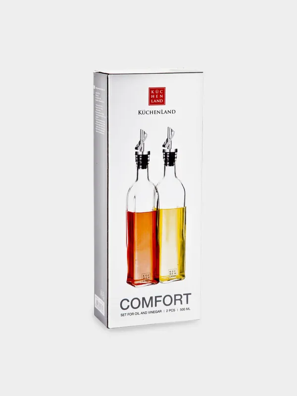 Набор для масла и уксуса, 500 мл, 2 шт, стекло/металл, Comfort, image-1