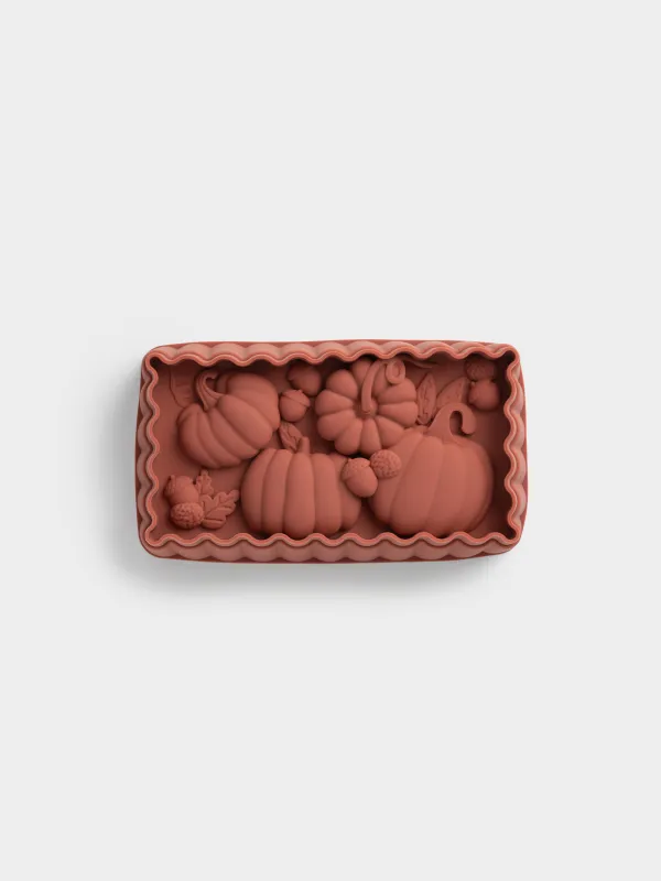 Форма для выпечки, 23х13 см, силикон, прямоугольная, цвет, Тыквы, Bakery color, image-0