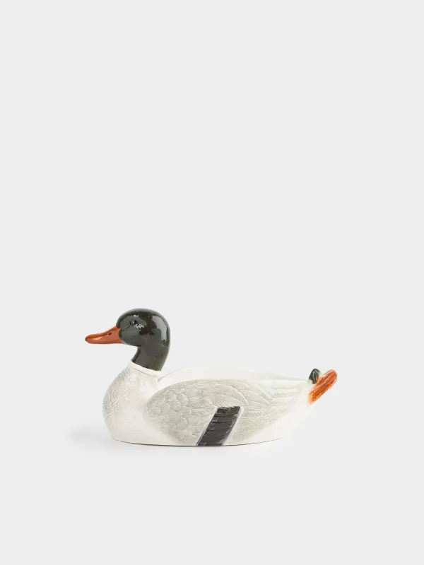 Ыдыс, терең, 33х19х18 см, керамика, жасыл-ақ, Үйрек, Duck, image-1