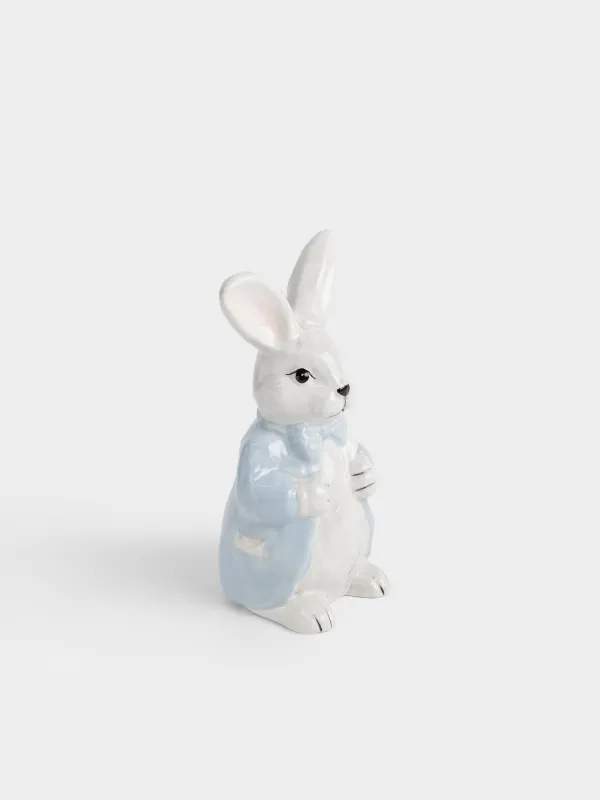 Мүсінше, 22 см, керамика, сұр, Пиджак киген қоян, Easter, image-1