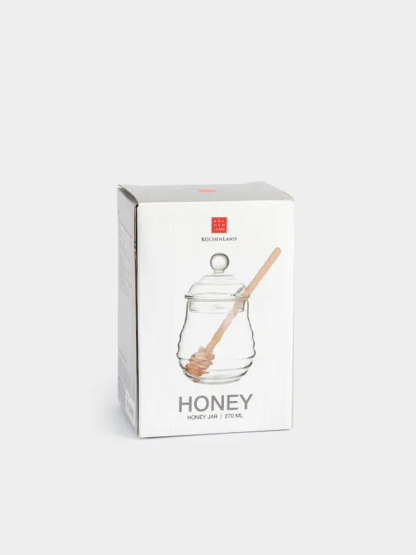 Банка для меда, 270 мл, с ложкой, стекло Б/дерево, Honey, image-3