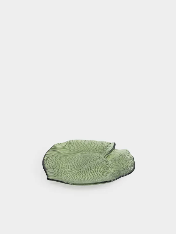 Ыдыс, 25х23х3 см, шыны, жасыл, Жапырақ, Hosta, image-0