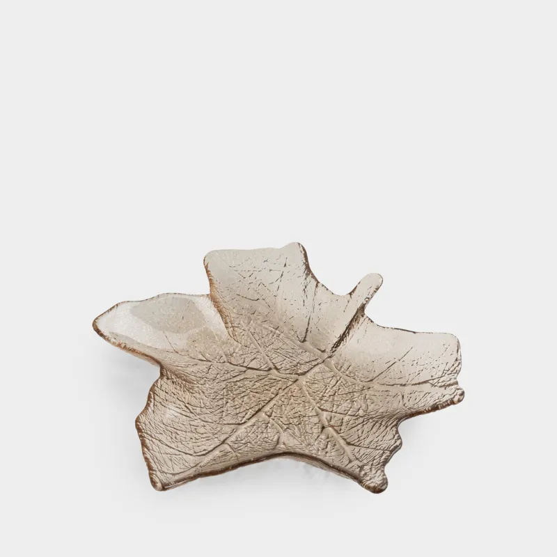 Блюдо, 28х27х4 см, стекло, коричневое, Лист, Leaves