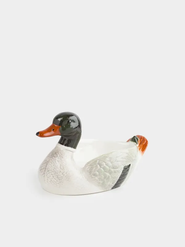 Ыдыс, терең, 33х19х18 см, керамика, жасыл-ақ, Үйрек, Duck, image-0