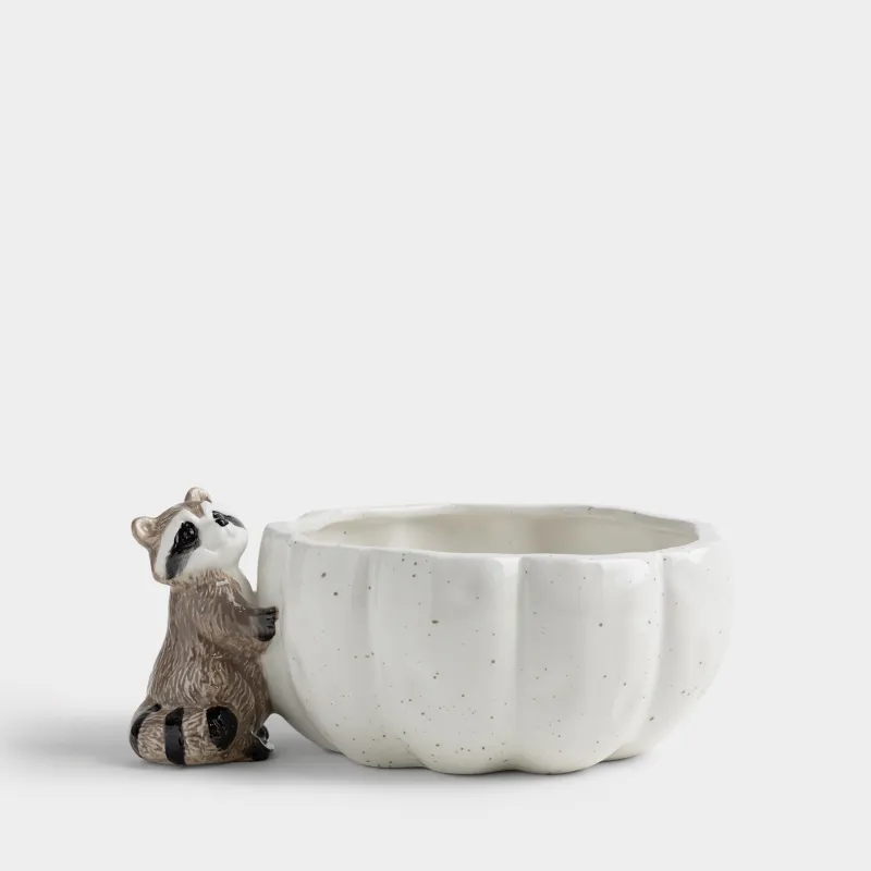 Салатник, 20х8 см, 1 л, керамика D, молочный, в крапинку, Енот, Raccoon