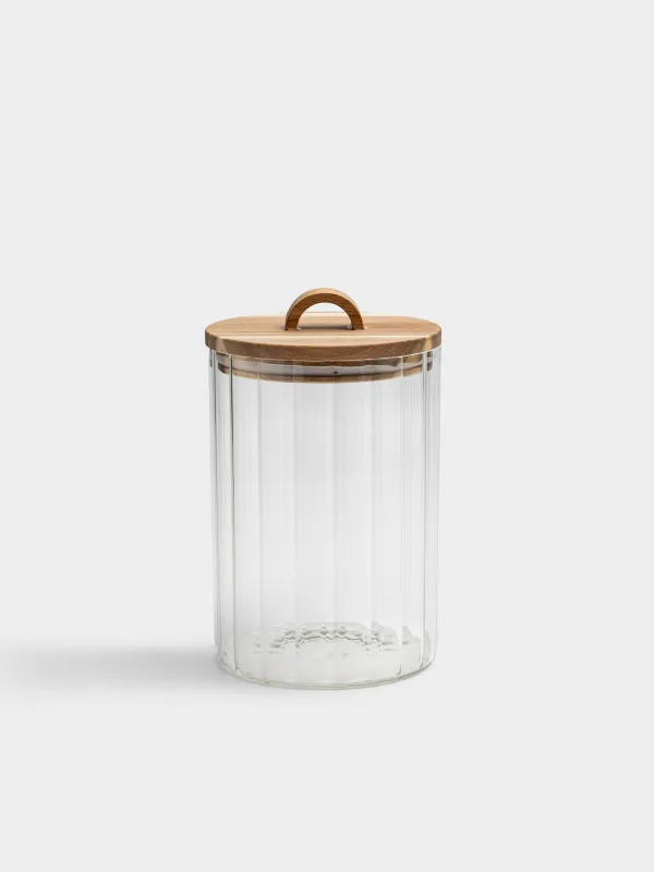 Сусымалы өнімдерге арналған құты, 1,6 л, шыны Б/ағаш, Camellia wood, image-0