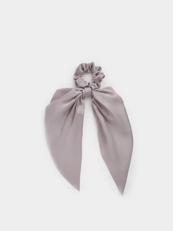 Резинка для волос, 25 см, с лентой, сатин, серая, Silk, image-0