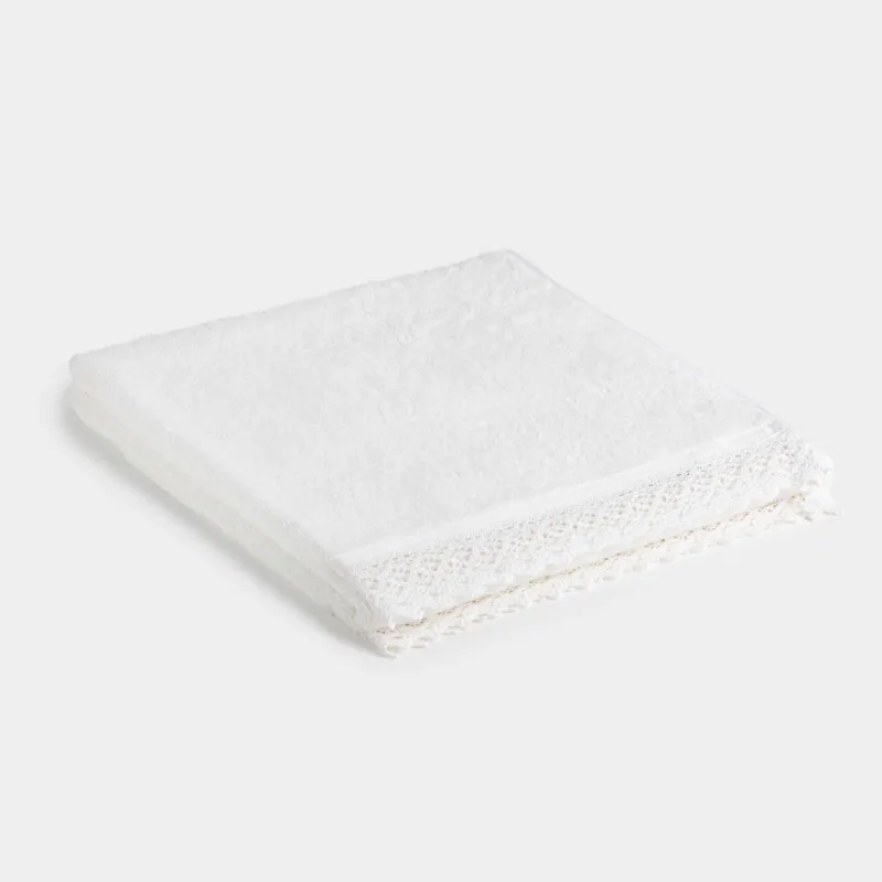 Полотенце, 70х140 см, хлопок, молочное, Кружево, Lace cotton