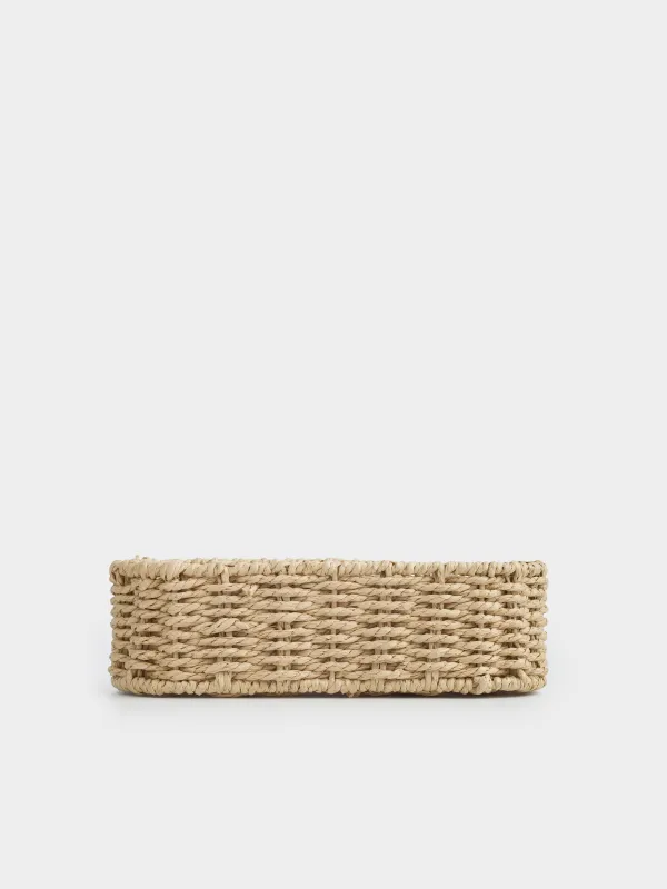 Корзина для столовых приборов, 25х10 см, плетеная, целлюлоза, овальная, Braided, image-1