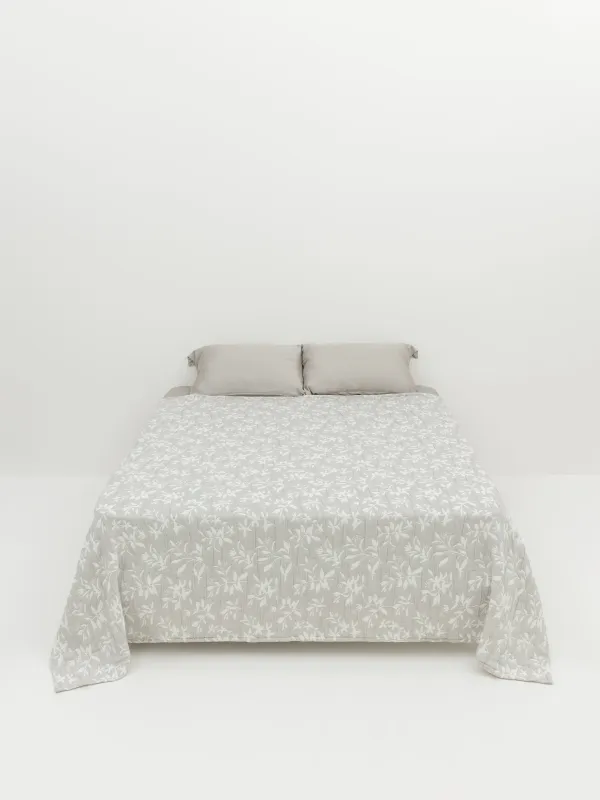 Төсек жапқыш, 220х240 см, сырылған, жаккард, сұр, Жапырақтар, Stitch jacquard, image-4