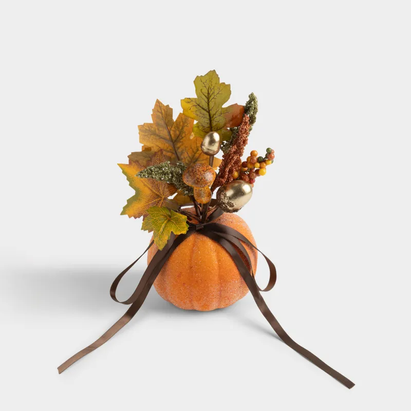Композиция декоративная, 25 см, пенопласт/металл, Букет в тыкве, Forest symphony decor