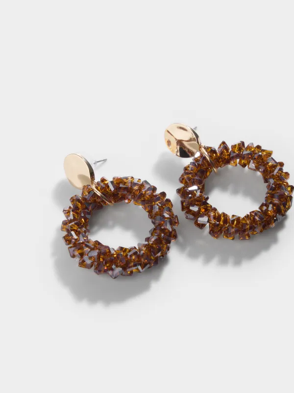 Пусет сырғалары, 5 см, 2 дана, болат/шыны, қоңыр, Кристалдар, Jewelry crystal, image-2