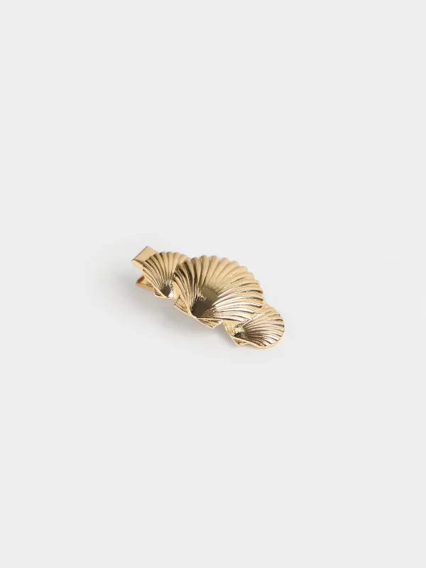 Заколка для волос, 5 см, металл, золотистая, Ракушки, Jewelry seaside, image-1