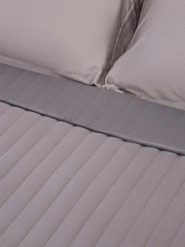 Төсек жапқыш, 220х240 см, сырылған, барқыт/микрофибра, сұр, Stitch velvet, image-2