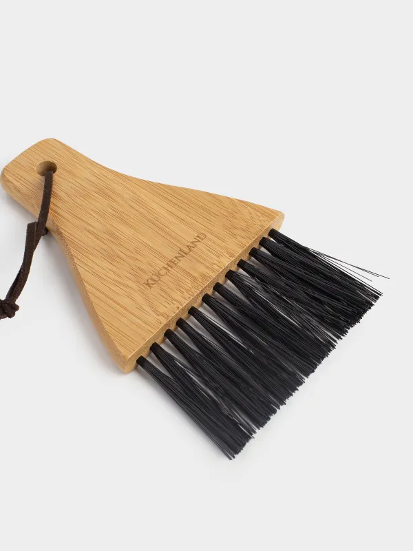 Щетка для мусора, с совком, 17 см, пластик/бамбук/сталь, черная, Black clean, image-3