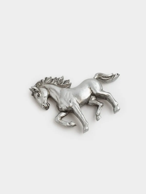 Магнит, 8 см, полирезин, күміс, Жылқы, Horse silver, image-2