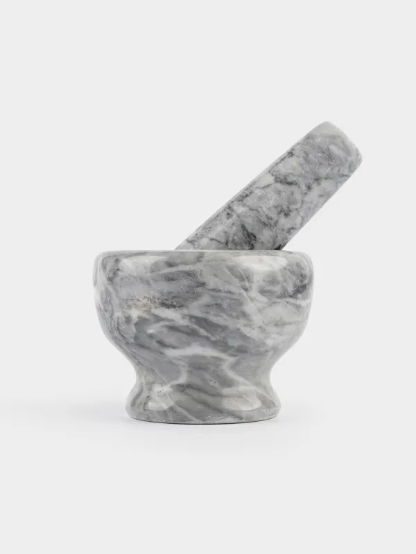 Дәмдеуіш ерітіндісі, 8 см, пестильмен, мәрмәр, сұр, Marble, image-4