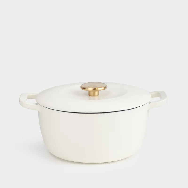 Қазан, 25 см, 4 л, қақпағы бар, шойын, сүт түстес, Light kitchen