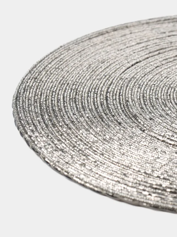 Аспап астындағы майлық,  36 см, бисер, дөңгелек, күміс-сұр, Rotation beads, image-1