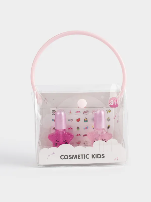 Тырнаққа арналған жиынтық, балаларға арналған, 10х9 см, 3 зат, Сөмке, Cosmetic kids, image-0