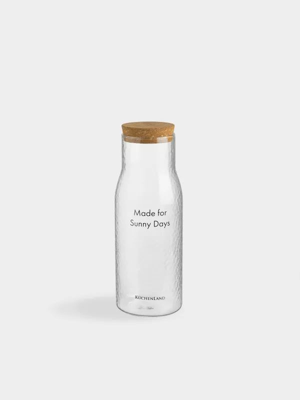 Сусындарға арналған бөтелке, 1л, шыны Б/тығын, Made for sunny days, Ripply font, image-0