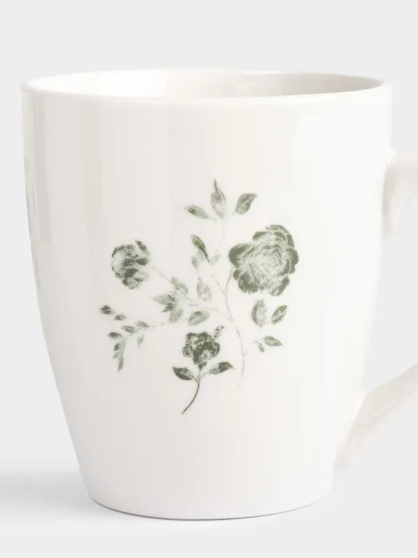 Саптыаяқ, 350 мл, 2 дана, фарфор Р, ақ, Жасыл раушан, Green rose, image-3