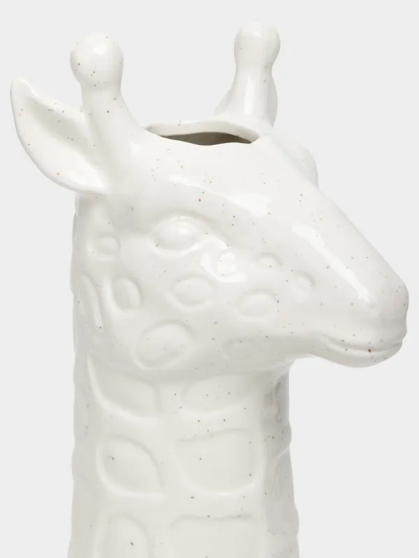 Гүл вазасы, 26 см, сәндік, керамика, сүт түстес, дақты, Керік, Giraffe, image-2