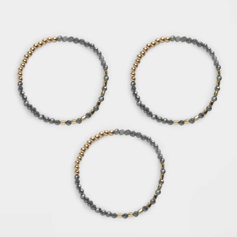 Білезік, 17 см, 3 дана, акрил/пластик, қоңыр, моншақтар, Jewelry