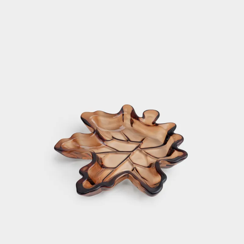 Блюдо, 23х21 см, стекло, коричневое, Кленовый лист, Leaves