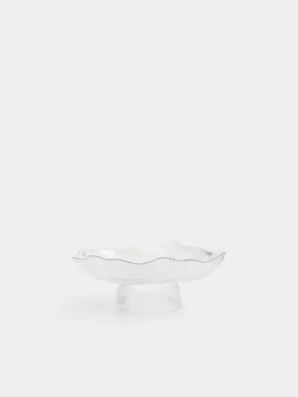 Ыдыс, аяқты, 23х9 см, шыны Р, күміс жиектері бар, Argos silver, image-0