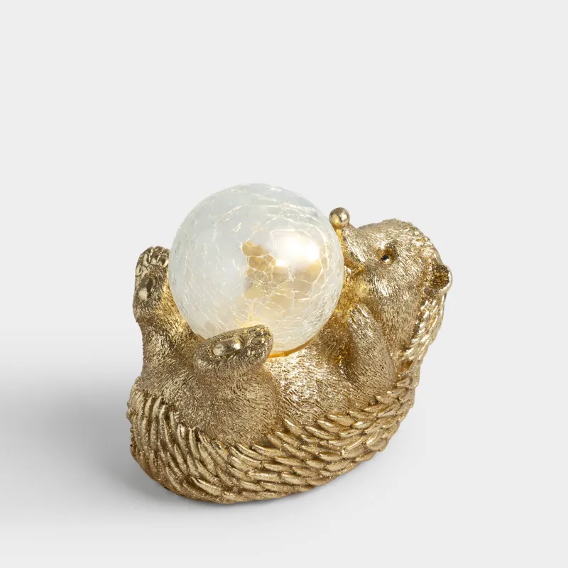 Статуэтка с подсветкой, 13 см, полирезин/стекло, золотистая, Еж, Hedgehog gold
