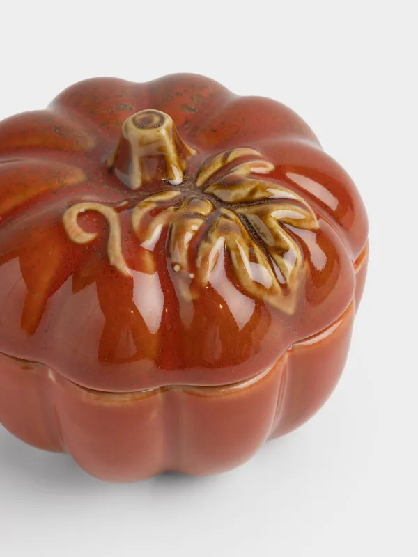 Емкость для хранения, 10х8 см, 160 мл, керамика K, оранжевая, Тыква, Autumn gourds, image-1